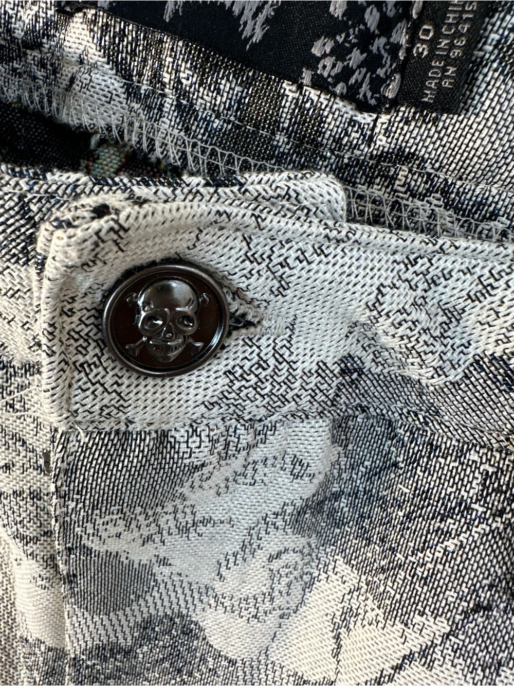 Rebel Vengeance Grim Reaper Skeleton Horse Tapestry Cargo Pants Grey Black 30 - Picture 8 of 12